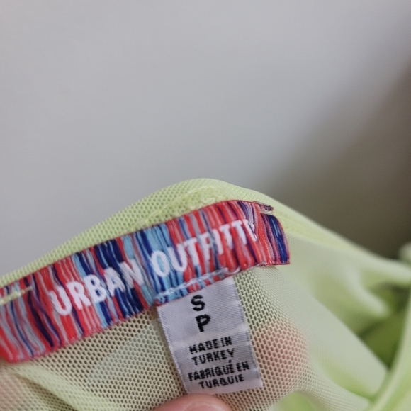 Urban Outfitters Green Mesh Asymmetrical Hem Spaghetti Strap Dress Scoop Neck - Picture 4 of 8